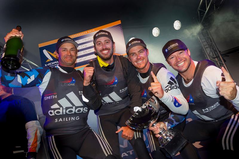 4. US One skippered by Taylor Canfield and crewed by Hayden Goodrick, Ricky McGarvie, Chris Main win WMRT Copenhagen. 14th May 2016 photo copyright Ian Roman taken at Chicago Match Race Center and featuring the M32 class