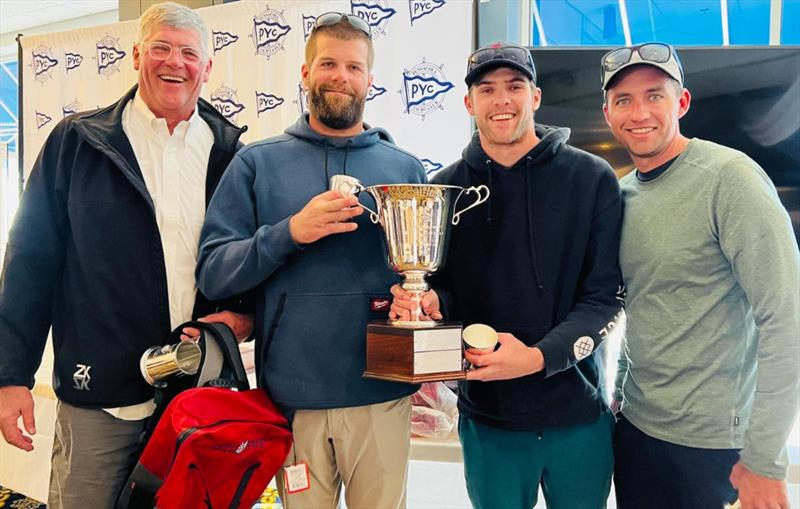 Brian Porter at the helm of Full Throttle won his 9th U.S. Melges 24 National Championship on Pensacola Bay in Florida. From left to right: Brian Porter, Bri Porter, RJ Porter and Matt Woodworth photo copyright Joy Dunigan taken at Pensacola Yacht Club and featuring the Melges 24 class
