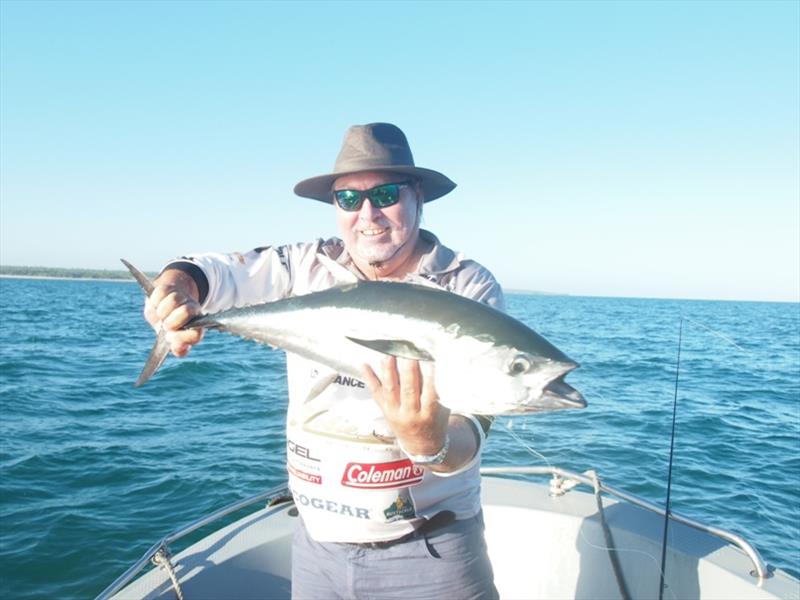 Dave Tosland with a northern long-finned tuna he caught while cast a Zman Streakz on a 1/2oz TT heavy duty Headlockz jig head while up at Weipa photo copyright Boat Accessories Australia taken at 