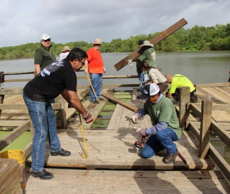 Union volunteers restored a popular fishing and wildlife observation pier on Champion Lake in the Trinity River National Wildlife Refuge photo copyright Union Sportsmen's Alliance taken at 