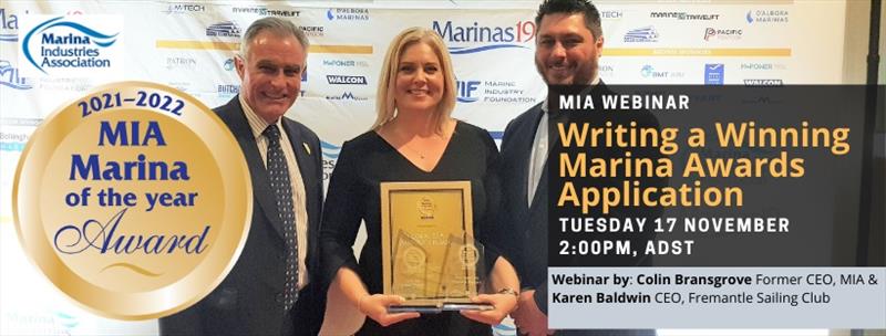 Webinar: Writing a Winning Marina Awards Application photo copyright Marina Industries Association taken at 