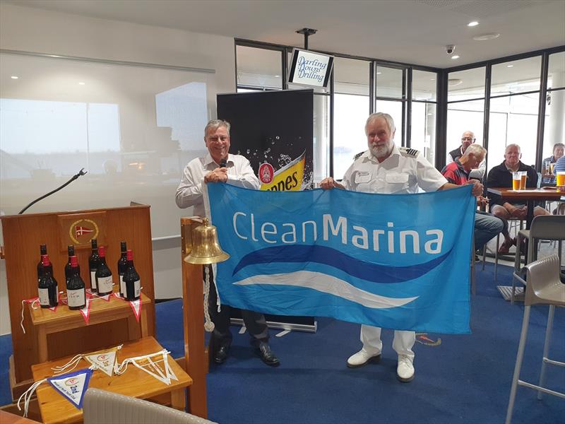 MIA Director Stuart Walton presenting Clean Marina flag to Commodore John Midolo photo copyright Michelle Macready taken at 