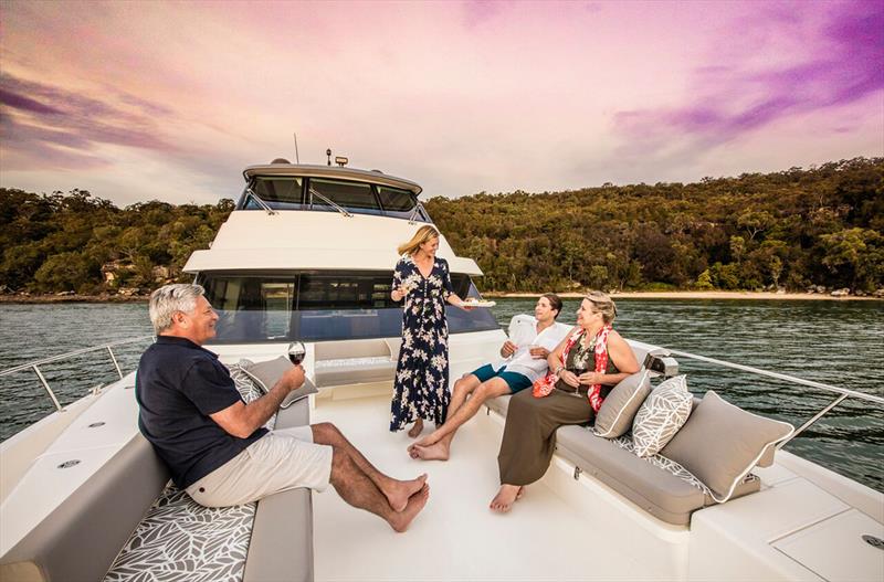 Riviera 68 Sports Motor Yacht – relax in the luxurious sunken foredeck lounge photo copyright Riviera Australia taken at  and featuring the Power boat class