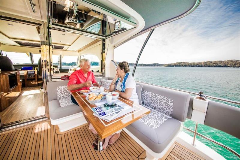 A spacious and elegant mezzanine for outdoor entertaining photo copyright Riviera Australia taken at  and featuring the Power boat class
