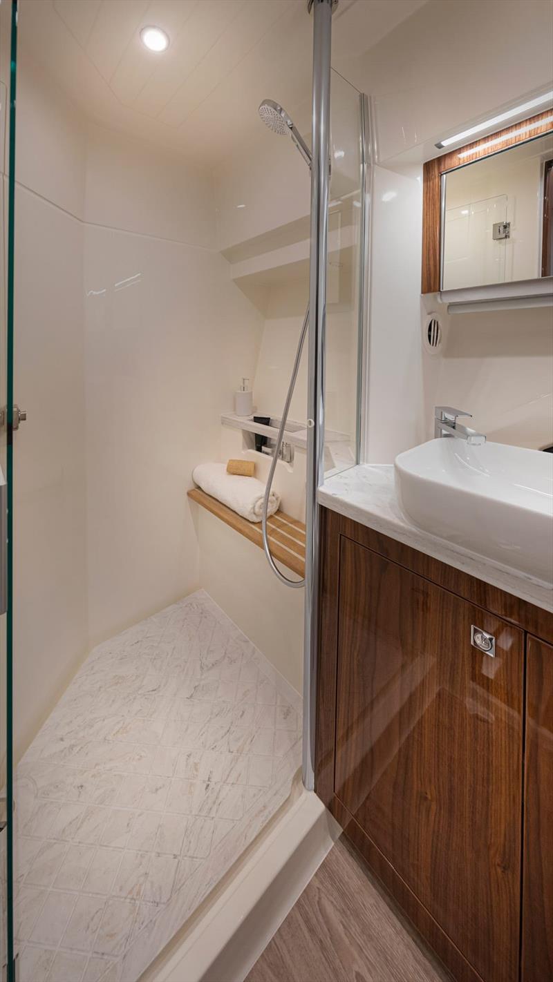 Shower in the Master En Suite - Riviera 505 SUV World Premiere photo copyright Riviera Australia taken at  and featuring the Power boat class