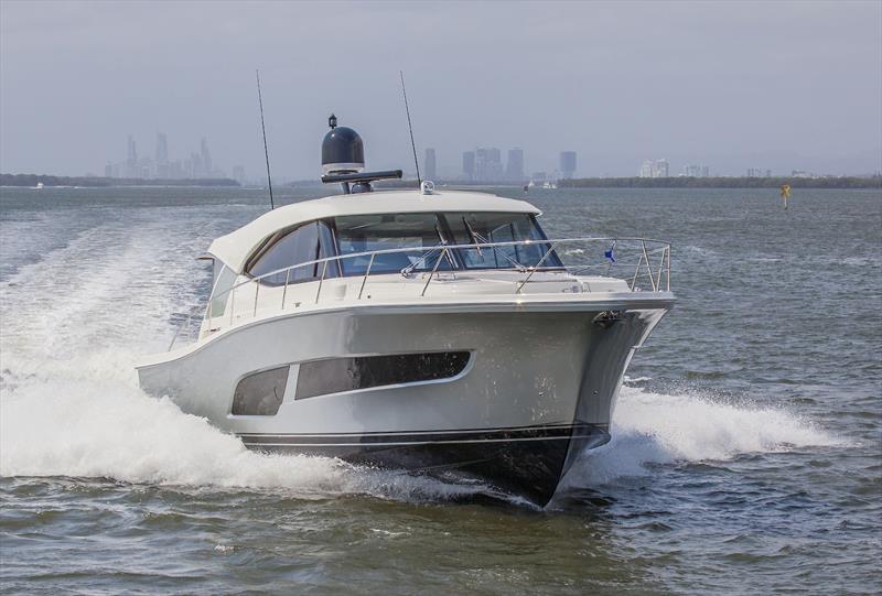 Coming past at over 30 knots is what you will do to a lot of other vessels - Riviera 505 SUV World Premiere photo copyright John Curnow taken at  and featuring the Power boat class