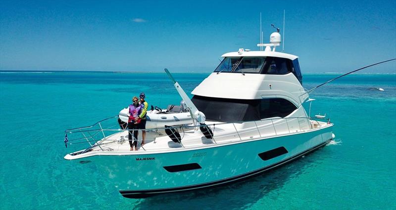 Russell Bianco and Gabriella Gabanna classic blue-water adventure aboard their Riviera 52 Enclosed Flybridge Majesnik - photo © Denby Browning