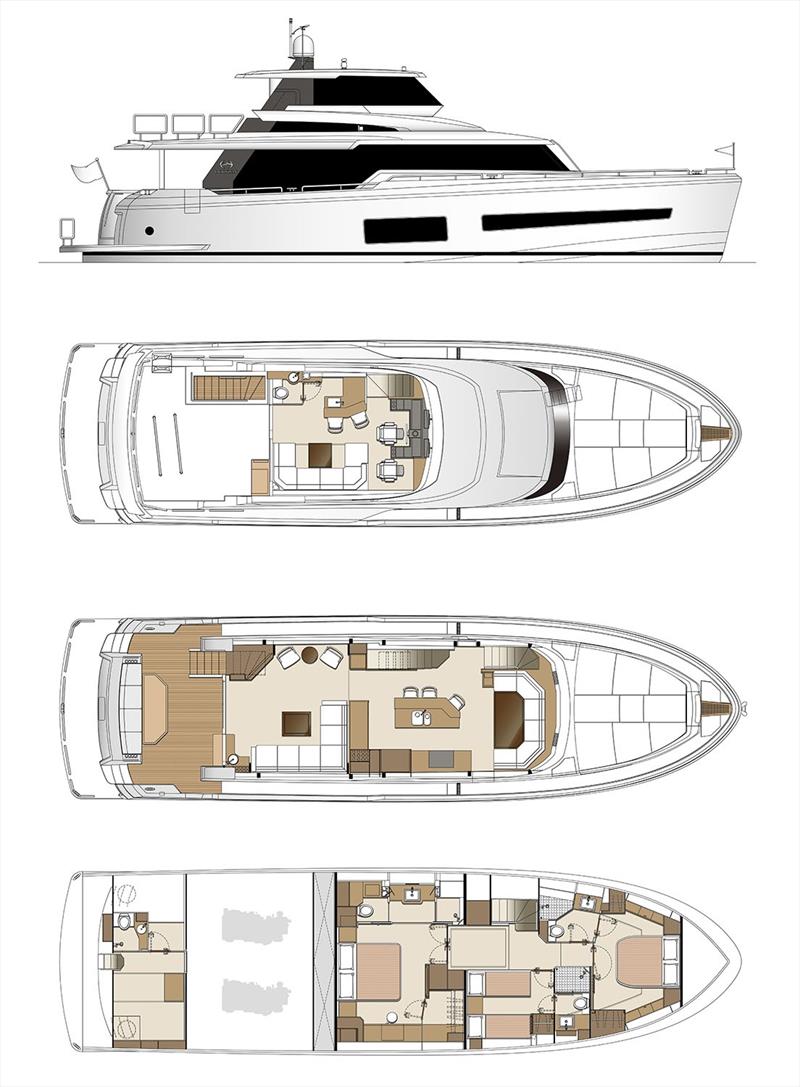 Horizon V68 Hull  Four - Layout photo copyright Horizon Yachts taken at  and featuring the Power boat class
