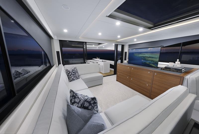 Maritimo M75 lounge on the bridge deck is as versatile as it is large photo copyright Maritimo taken at  and featuring the Power boat class