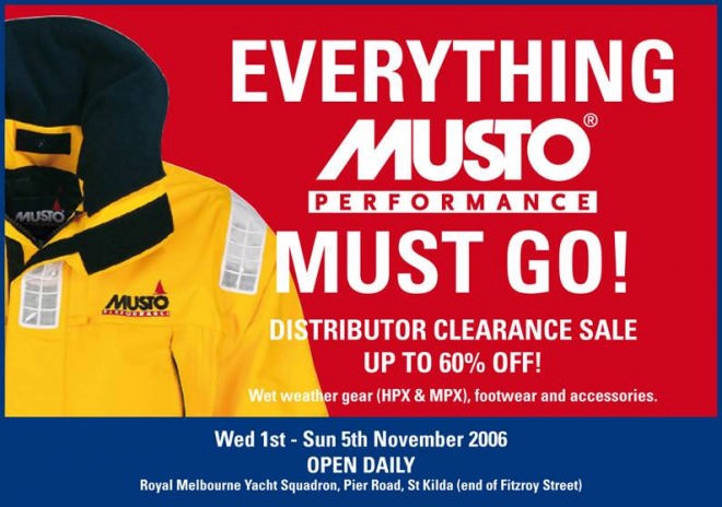 Melbourne Musto Sale Finishes Sunday