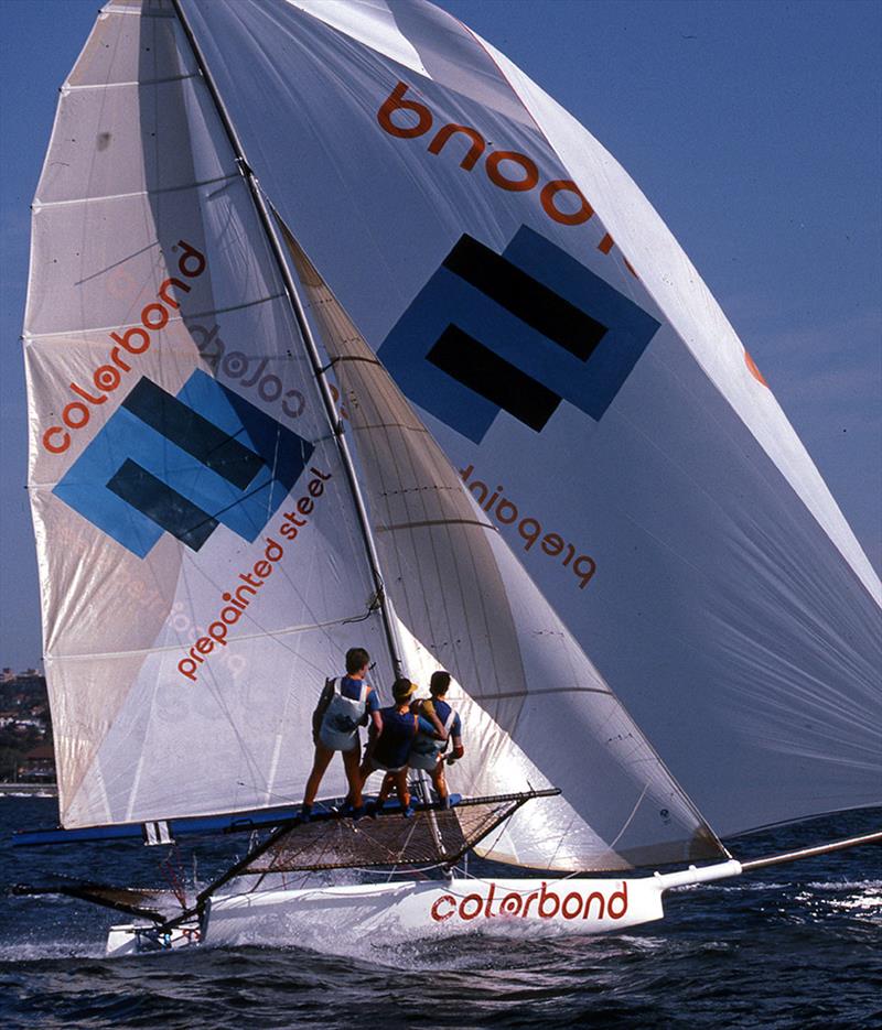 Kevin Nixon's Lysaght Colorbond in the 1980s photo copyright Bob Ross taken at Vaucluse Amateur 12ft Sailing Club and featuring the 18ft Skiff class