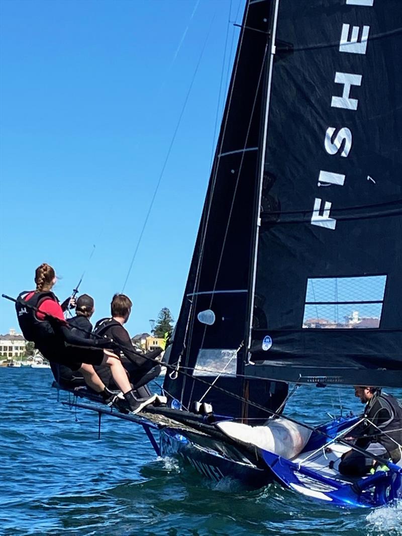 Jenna takes the helm of Fisher & Paykel prior to the start of the 2021-22 season photo copyright Frank Quealey taken at Australian 18 Footers League and featuring the 18ft Skiff class
