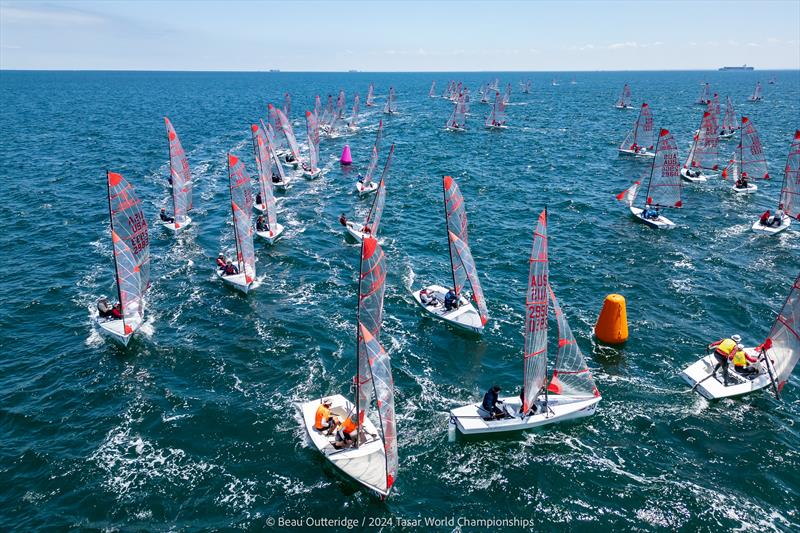 2024 Tasar World Championships at Sandringham Yacht Club: bird's eye view... plenty is going on photo copyright Beau Outteridge taken at Sandringham Yacht Club and featuring the Tasar class