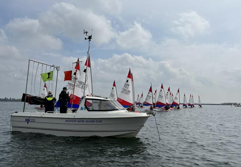 Startline action in ITCA Midlands Topper Traveller Series 2022-23 Round 8 at Draycote photo copyright Mark Dunkley taken at Draycote Water Sailing Club and featuring the Topper class