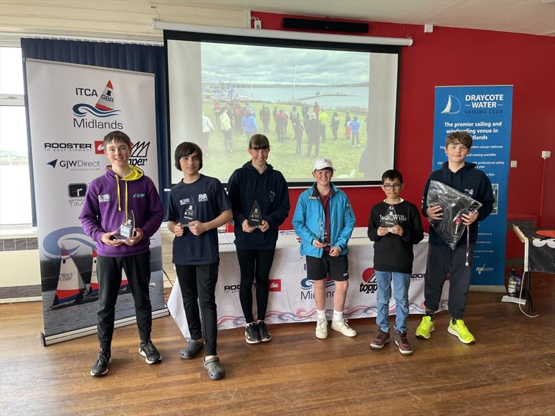 Prize winners in ITCA Midlands Topper Traveller Series 2022-23 Round 8 at Draycote photo copyright Michael Powell taken at Draycote Water Sailing Club and featuring the Topper class